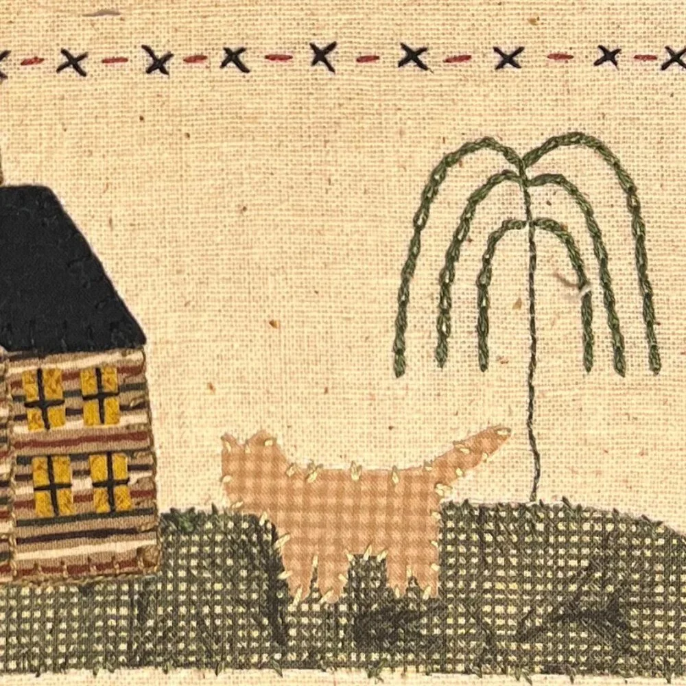 Hand Stitched Antique Needlework Sampler Reproduction Appliqué & Embroidery - Picture 11 of 16